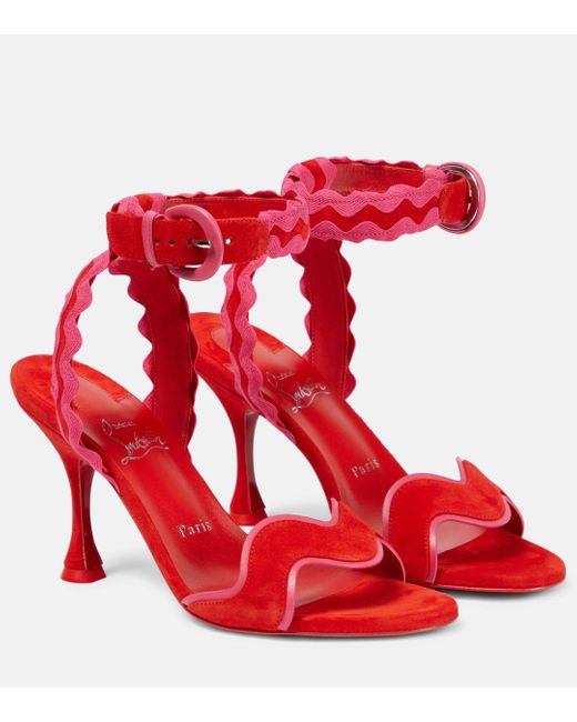 Christian Louboutin Red Corolobessa 85 Suede Sandals