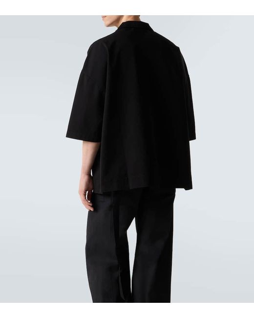Rick Owens Black Magnum Tommy Oversized Cotton Twill Shirt for men