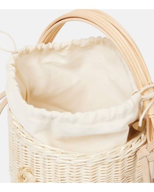 Ruslan Baginskiy Natural Iza Rattan-Trimmed Wicker Basket Bag