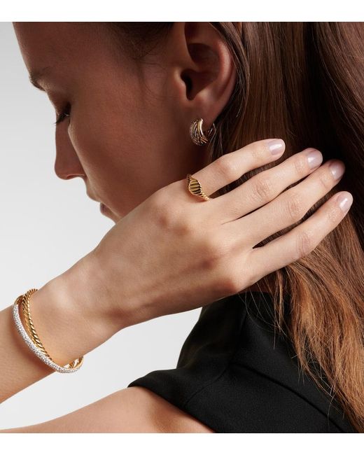 Anillo De Menique Sculpted Cable De Oro De 18 Ct David Yurman de color White