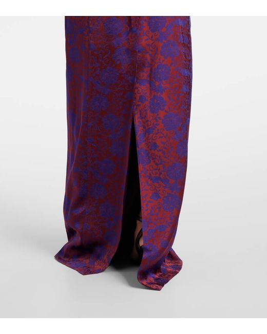 Dries Van Noten Purple Maxikleid Dirios Aus Jacquard
