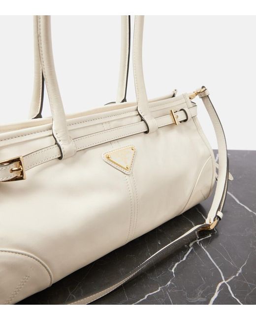 Prada White Bonnie Medium Leather Shoulder Bag