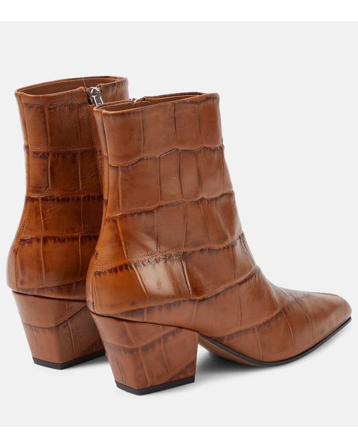 Paris Texas Brown Jane Croc-Effect Leather Knee-High Boots