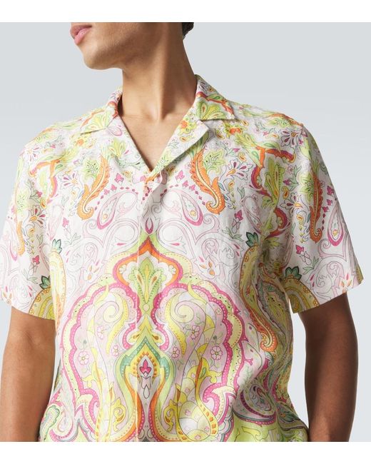 Orlebar Brown Multicolor Maitan Printed Linen Bowling Shirt for men
