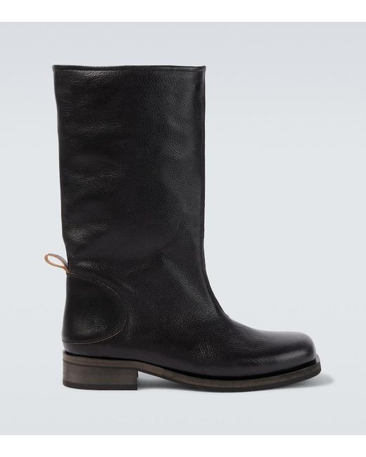 Our Legacy Black Haul Camion Leather Mid-Calf Boots for men