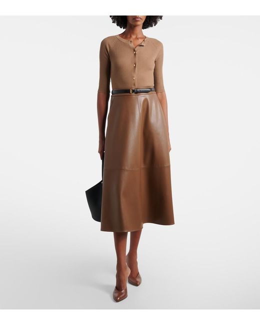 Max Mara Brown Cropped Virgin Wool Cardigan