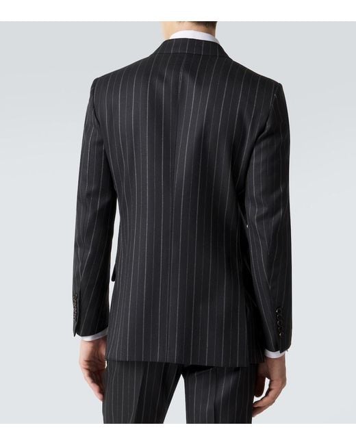 Tom Ford Black Striped Wool Blazer for men
