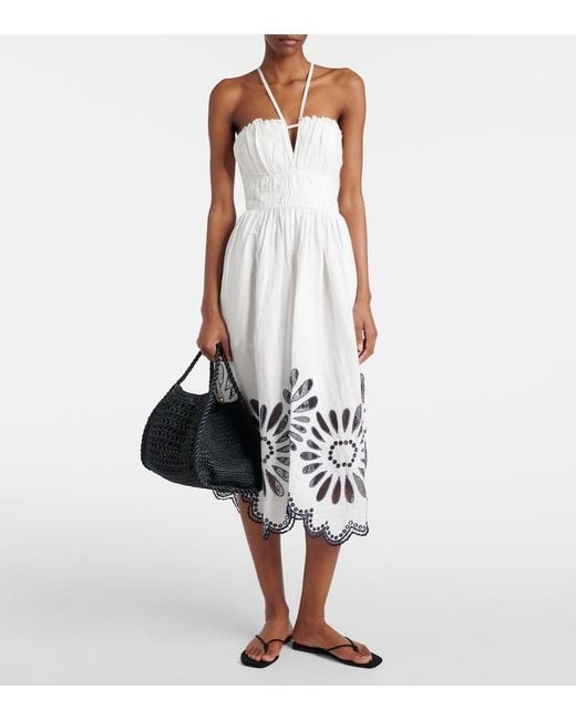 Ulla Johnson White Beatrice Linen And Cotton Midi Dress