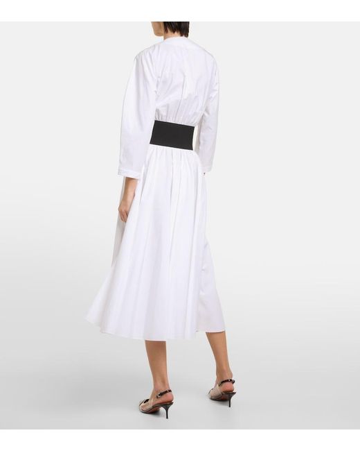 Alaïa White Belted Cotton Dress