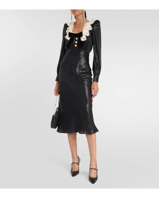 Glossy Black Midi Kleid di Alessandra Rich