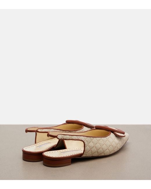 Manolo Blahnik Natural Maylura Raffia-Effect Slingback Flats
