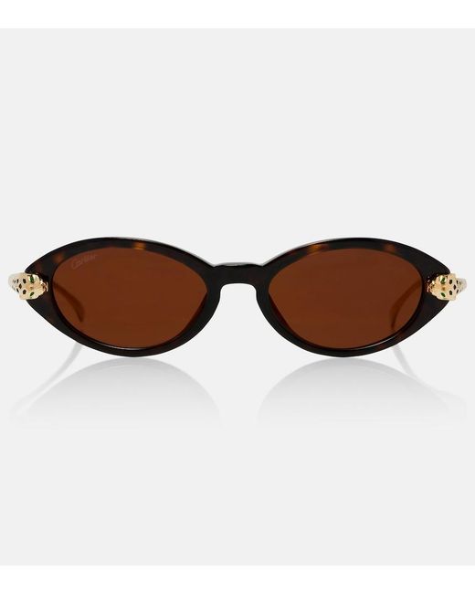 Cartier Brown Panthere De Cartier Oval Sunglasses
