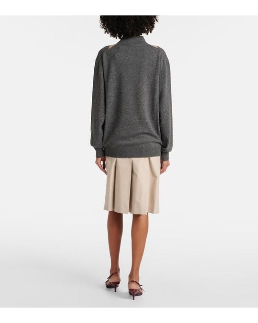 Miu Miu Green Logo Wool And Cashmere Cardigan