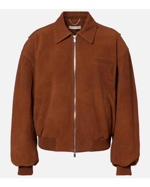 JACQUES WEI Women's Brown Suede Bomber Jacket