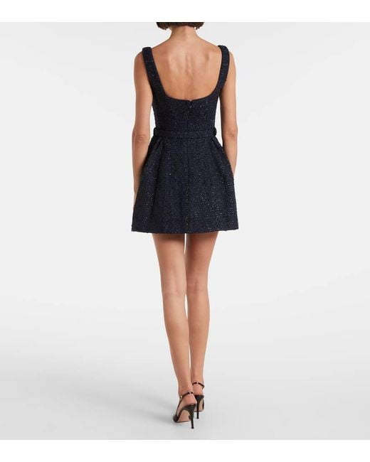 Self-Portrait Blue Verziertes Minikleid Aus Boucle