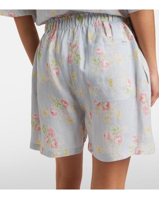 Prada White Floral Linen Shorts