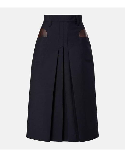 Prada Blue Midirock Aus Mohair Und Wolle