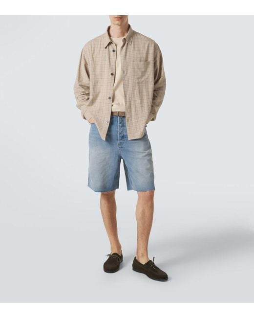 FRAME Blue Distressed Denim Bermuda Shorts for men