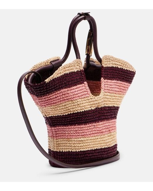 Zimmermann Red Goldentime Small Raffia Top-Handle Bag