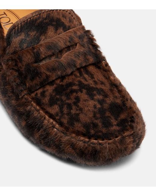 Tod's Brown Gommino Calf Hair Driving Shoes