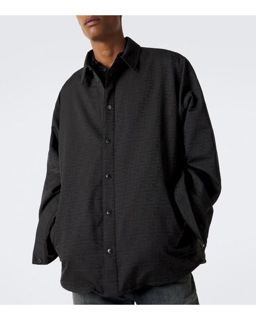 Fendi Black Ff Zucca Jacquard Overshirt for men