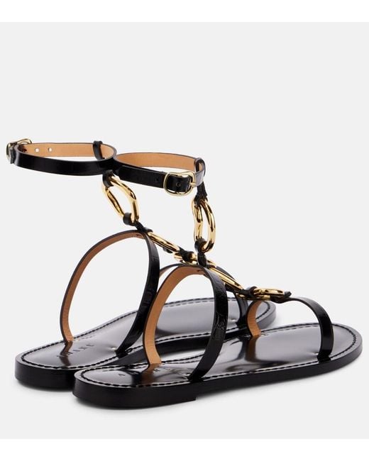 Amanu Black Bazaruto Embellished Leather Sandals