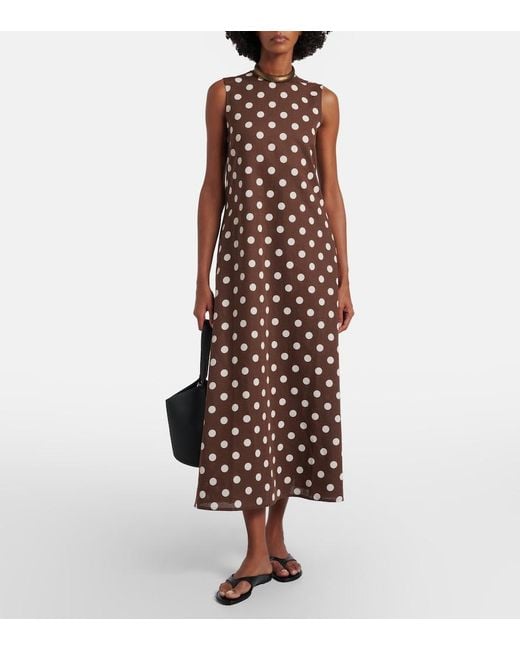 Asceno Brown Tallin Linen And Cotton Maxi Dress
