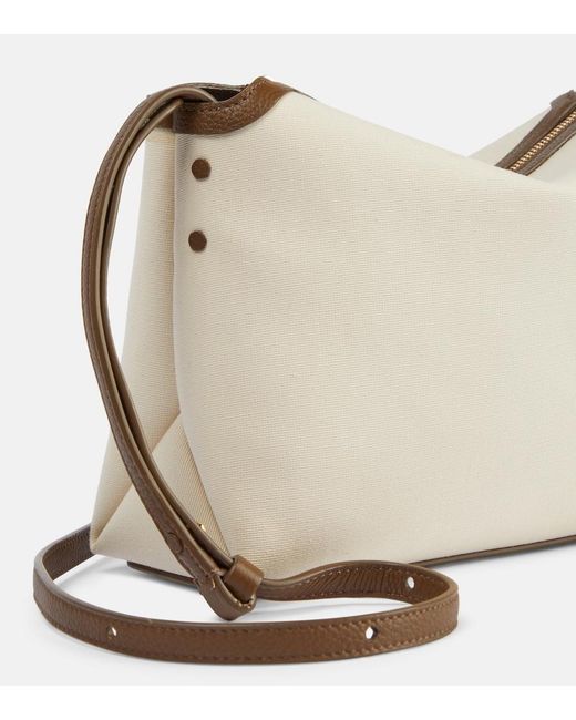 Khaite Natural Lina Leather-Trimmed Canvas Crossbody Bag