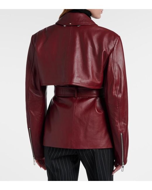 Sportmax Red Stenzone Convertible Leather Jacket