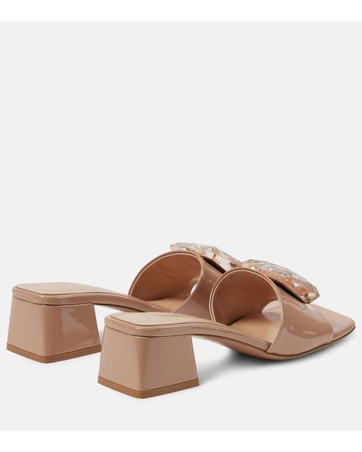 Gianvito Rossi Pink Jaipur Embellished Patent Leather Mules