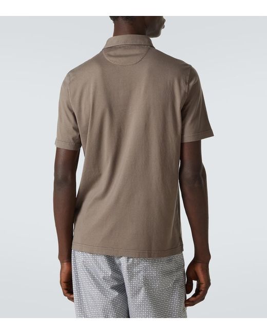 Fedeli Brown Zero Cotton Jersey Polo Shirt for men