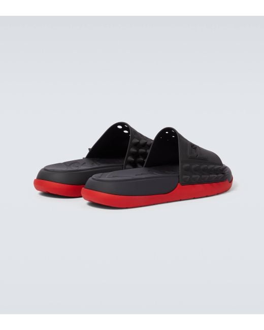 Christian Louboutin Red Take It Easy Spiked Slides for men