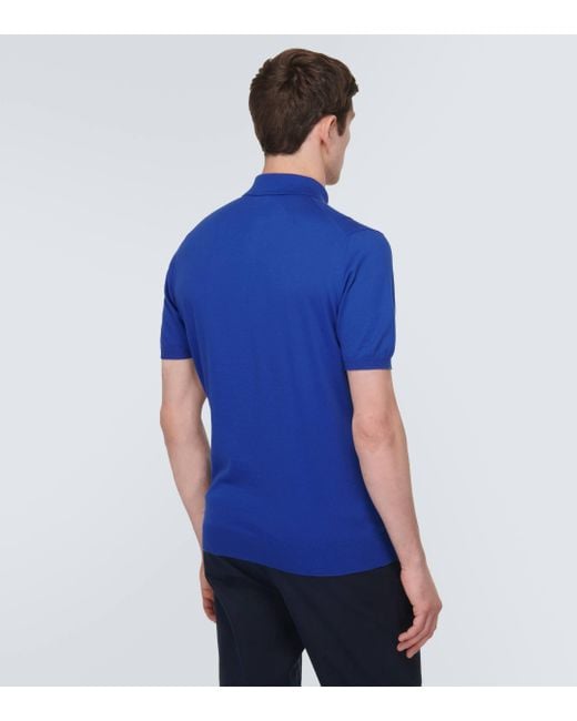 Kiton Blue Cotton Polo Shirt for men