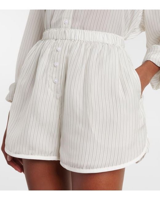 Frankie Shop White Brenna Sheer Striped Shorts