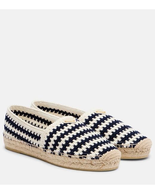Prada Blue Striped Crochet Espadrilles