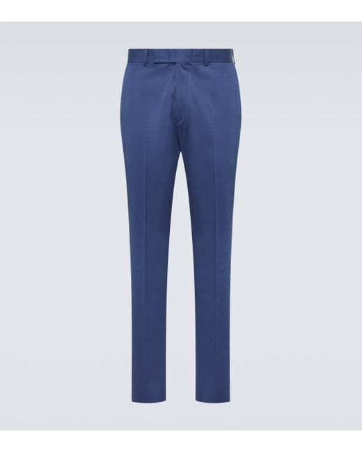Zegna Blue Cotton Blend Suit Pants for men