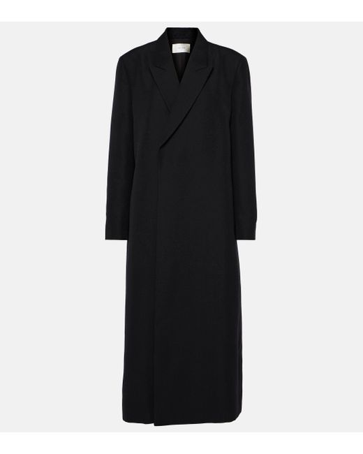 The Row Black Cassiopea Oversized Grain De Poudre Wool And Mohair-blend Coat