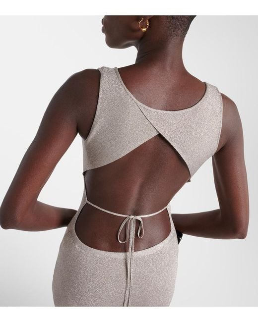 Tom Ford White Metallic Knit Maxi Dress