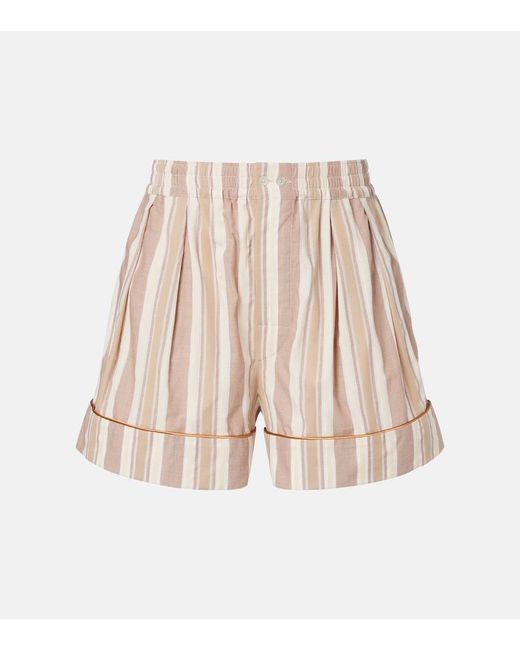 Saint Laurent Natural Striped Cotton Shorts