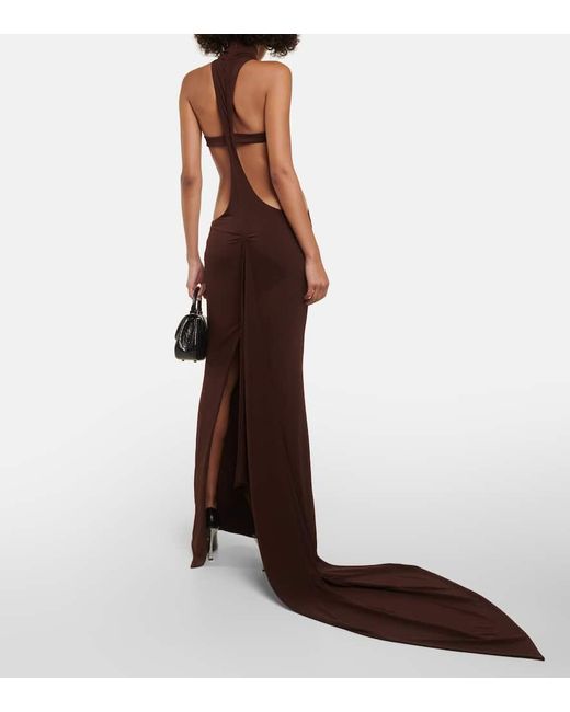 LAQUAN SMITH Purple Cutout Gown