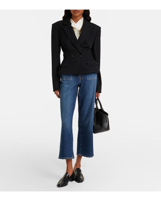 7 For All Mankind Blue Stovepipe Cropped Straight Jeans