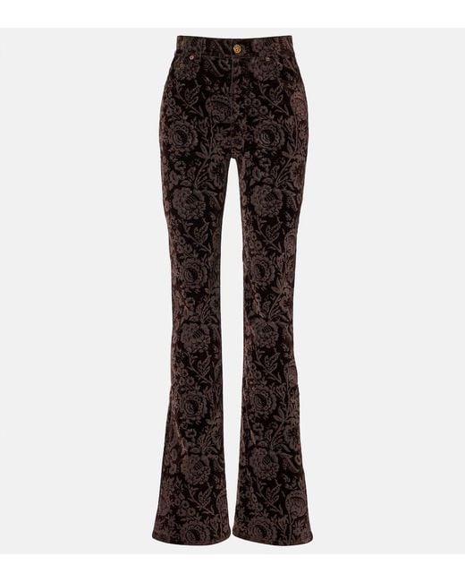 Chloé Black Bedruckte High-Rise-Hose Aus Samt