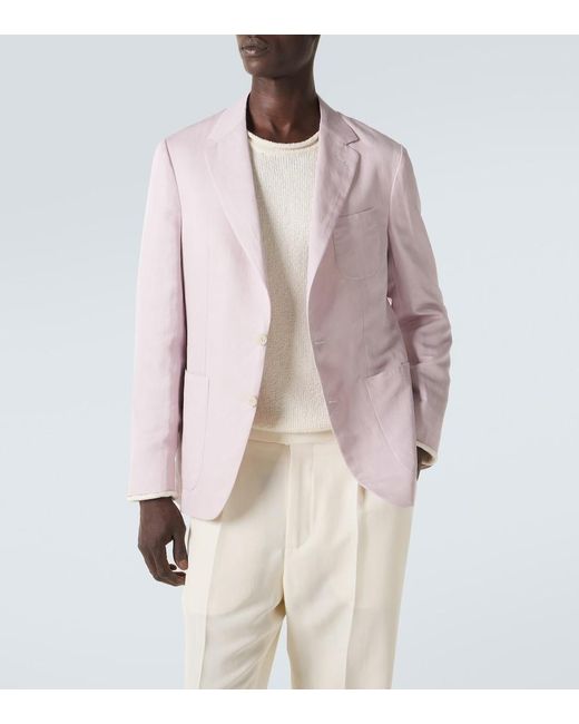 Canali Pink Linen And Silk Blazer for men