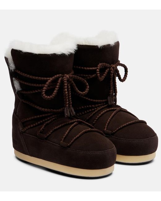 Moon Boot Black Evx Shearling-Lined Suede Snow Boots