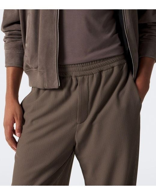 Giorgio Armani Brown Waffle-Knit Straight Pants for men
