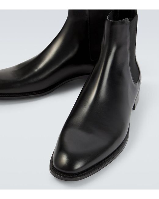 Saint Laurent Black Adrien Leather Chelsea Boots for men