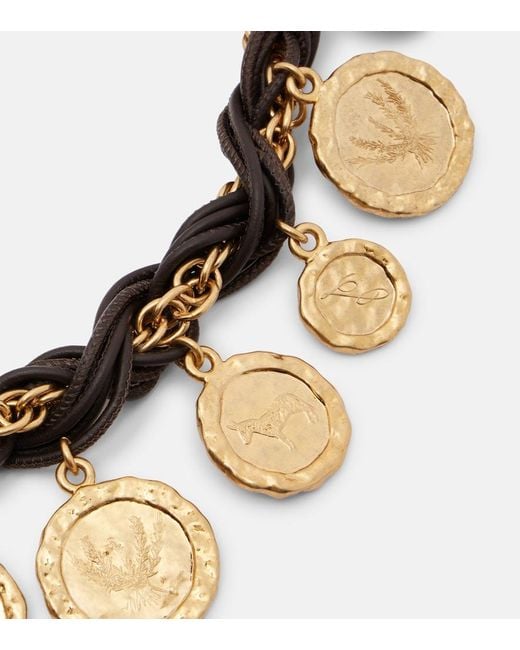 Jacquemus Metallic Pieces Leather Charm Necklace
