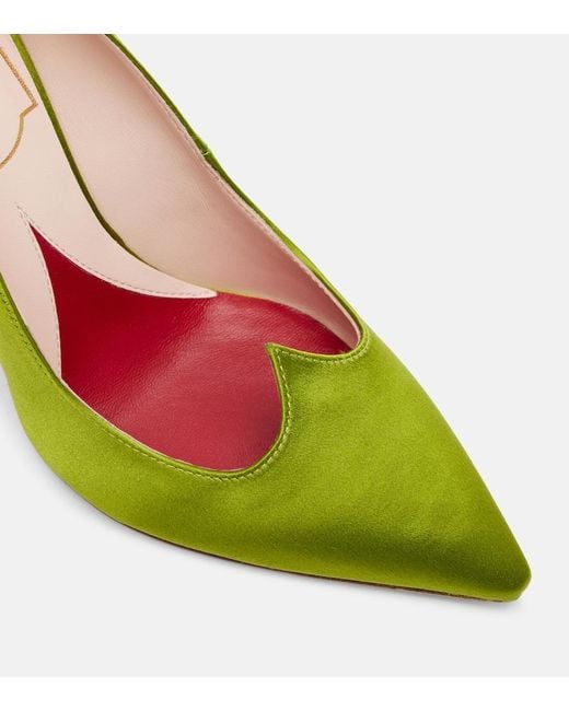 Roger Vivier Green I Love Vivier 100 Satin Pumps