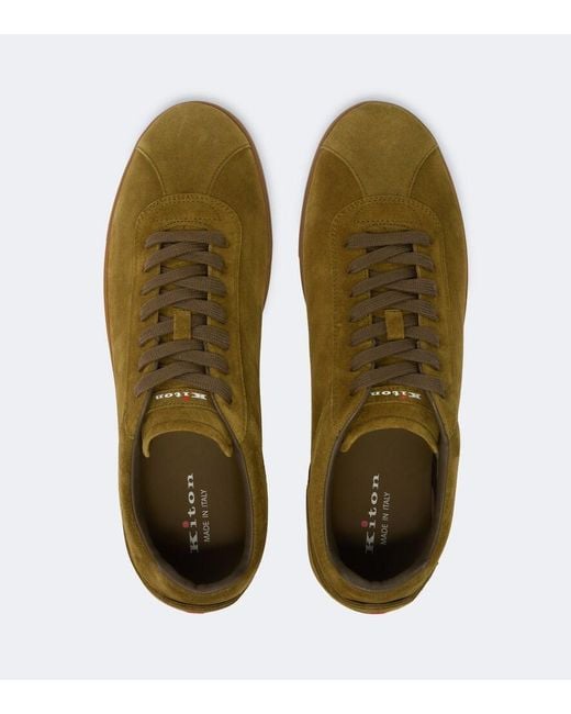 Kiton Green Suede Sneakers for men