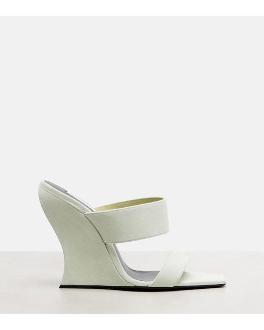 Alaïa Metallic Wave 110 Suede Wedge Mules